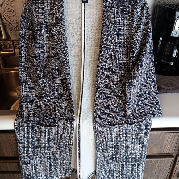 NYC Jackets & Blazers - Women's Black and White And Blue Tweed Jacket